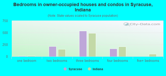 Bedrooms in owner-occupied houses and condos in Syracuse, Indiana