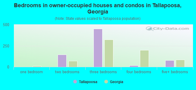 Bedrooms in owner-occupied houses and condos in Tallapoosa, Georgia