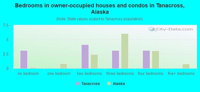 Bedrooms in owner-occupied houses and condos in Tanacross, Alaska