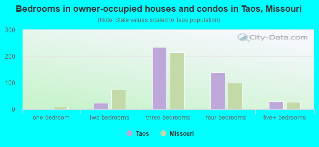 Bedrooms in owner-occupied houses and condos in Taos, Missouri