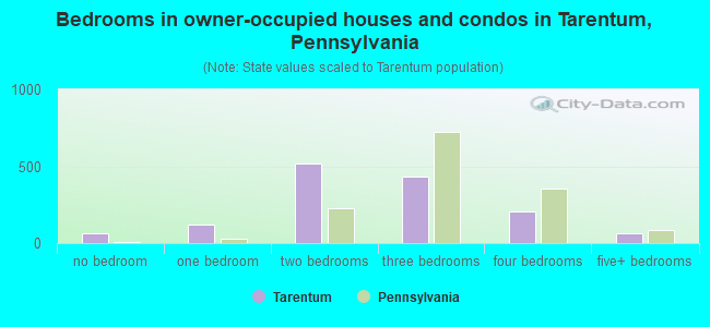 Bedrooms in owner-occupied houses and condos in Tarentum, Pennsylvania