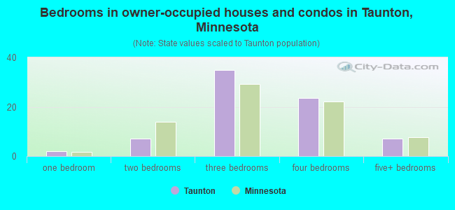 Bedrooms in owner-occupied houses and condos in Taunton, Minnesota