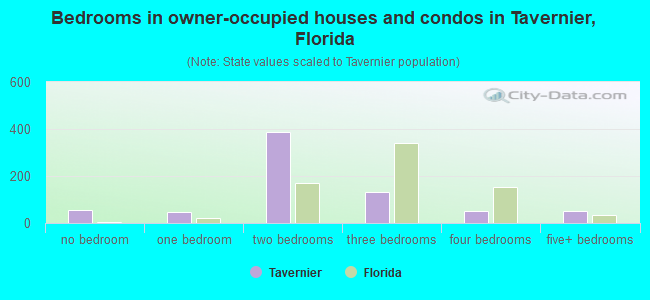 Bedrooms in owner-occupied houses and condos in Tavernier, Florida
