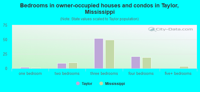 Bedrooms in owner-occupied houses and condos in Taylor, Mississippi