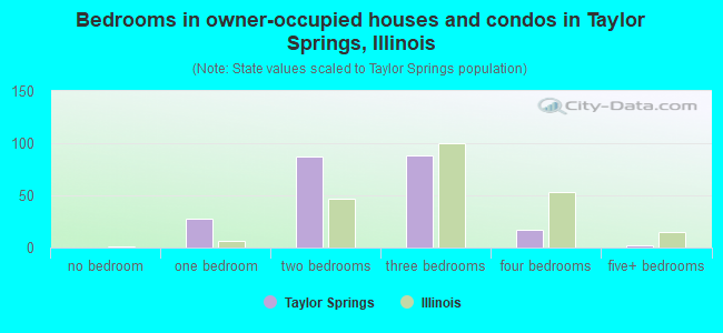 Bedrooms in owner-occupied houses and condos in Taylor Springs, Illinois