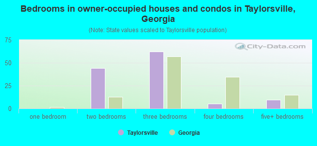 Bedrooms in owner-occupied houses and condos in Taylorsville, Georgia