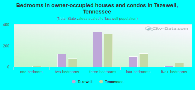 Bedrooms in owner-occupied houses and condos in Tazewell, Tennessee