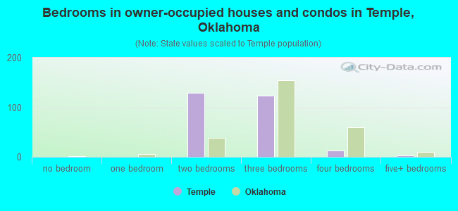 Bedrooms in owner-occupied houses and condos in Temple, Oklahoma