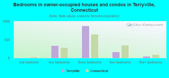 Bedrooms in owner-occupied houses and condos in Terryville, Connecticut