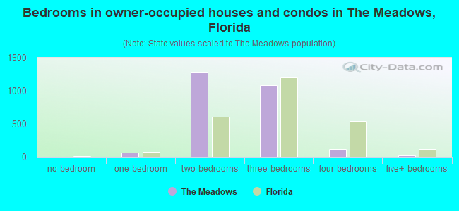 Bedrooms in owner-occupied houses and condos in The Meadows, Florida