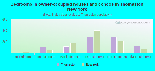 Bedrooms in owner-occupied houses and condos in Thomaston, New York