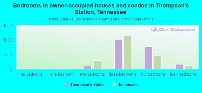 Bedrooms in owner-occupied houses and condos in Thompson's Station, Tennessee