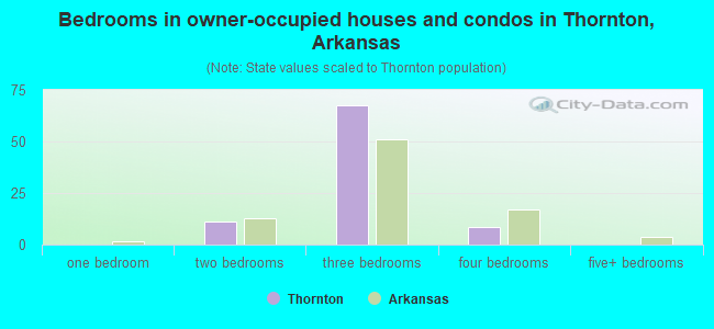 Bedrooms in owner-occupied houses and condos in Thornton, Arkansas