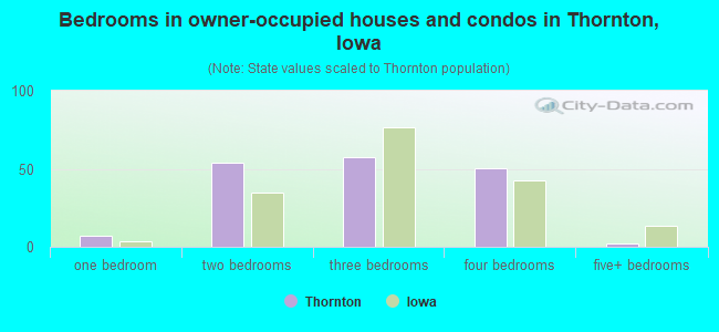 Bedrooms in owner-occupied houses and condos in Thornton, Iowa