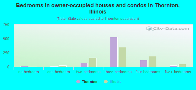 Bedrooms in owner-occupied houses and condos in Thornton, Illinois