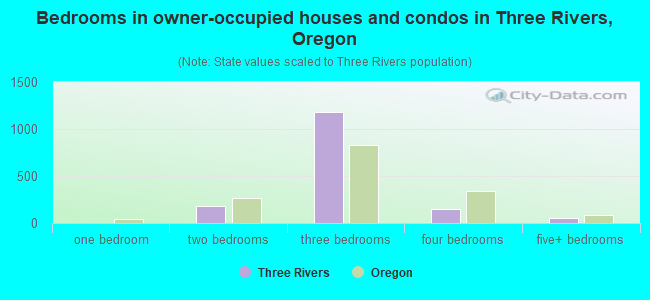 Bedrooms in owner-occupied houses and condos in Three Rivers, Oregon
