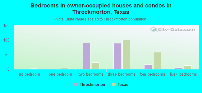 Bedrooms in owner-occupied houses and condos in Throckmorton, Texas