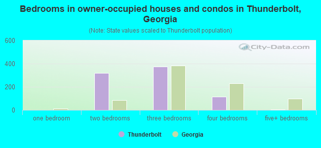 Bedrooms in owner-occupied houses and condos in Thunderbolt, Georgia