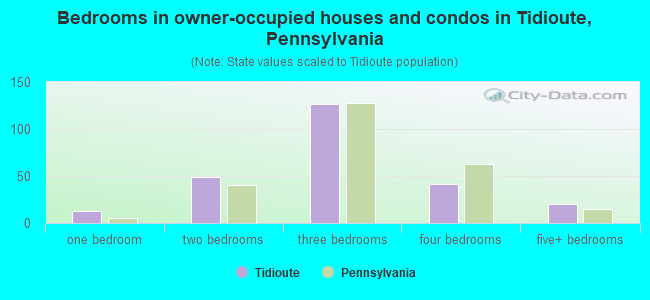 Bedrooms in owner-occupied houses and condos in Tidioute, Pennsylvania