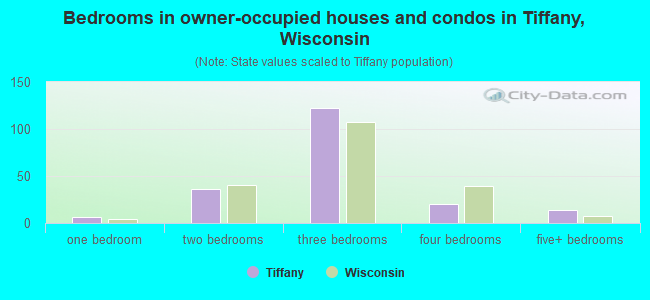 Bedrooms in owner-occupied houses and condos in Tiffany, Wisconsin