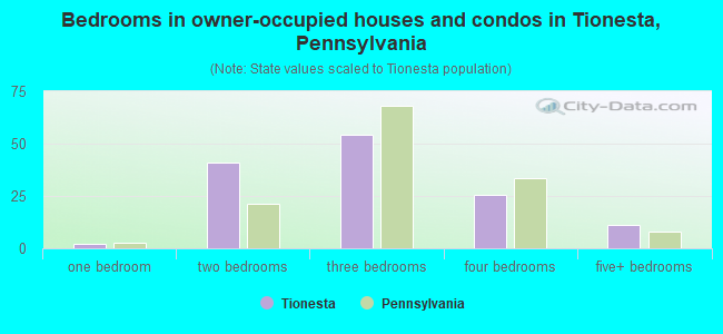 Bedrooms in owner-occupied houses and condos in Tionesta, Pennsylvania
