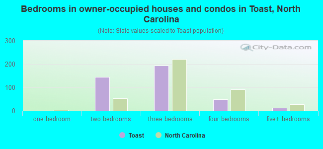 Bedrooms in owner-occupied houses and condos in Toast, North Carolina