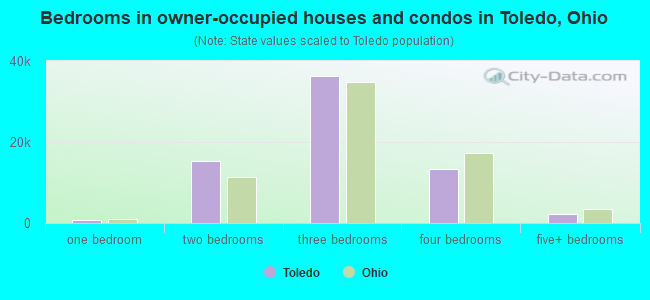 Bedrooms in owner-occupied houses and condos in Toledo, Ohio