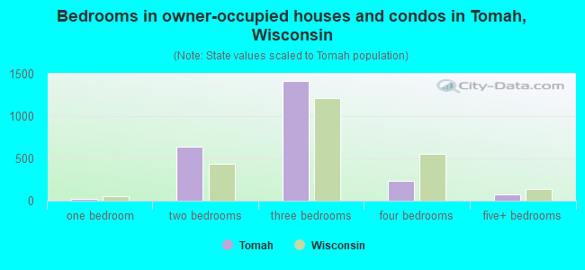 Bedrooms in owner-occupied houses and condos in Tomah, Wisconsin