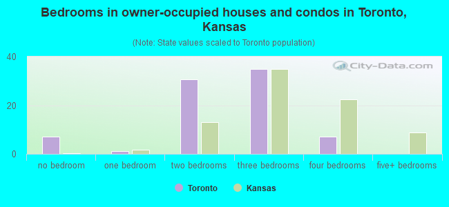 Bedrooms in owner-occupied houses and condos in Toronto, Kansas