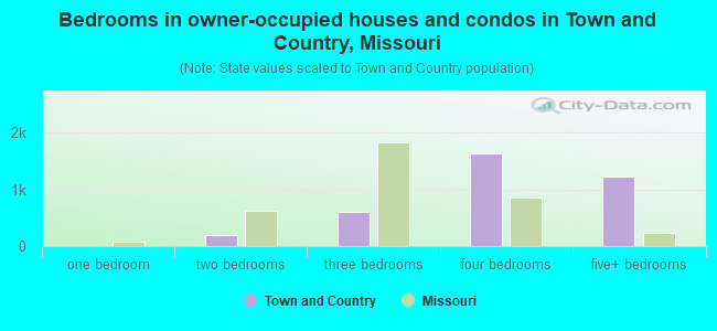 Bedrooms in owner-occupied houses and condos in Town and Country, Missouri