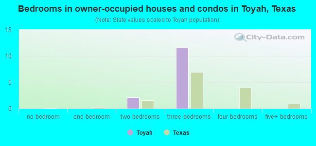 Bedrooms in owner-occupied houses and condos in Toyah, Texas