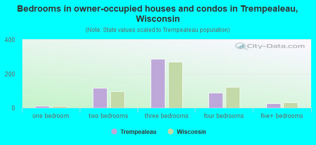 Bedrooms in owner-occupied houses and condos in Trempealeau, Wisconsin