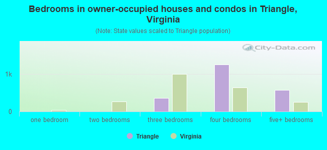 Bedrooms in owner-occupied houses and condos in Triangle, Virginia