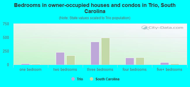 Bedrooms in owner-occupied houses and condos in Trio, South Carolina