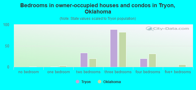 Bedrooms in owner-occupied houses and condos in Tryon, Oklahoma