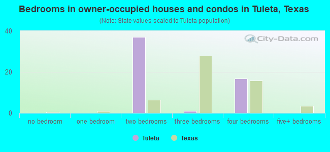 Bedrooms in owner-occupied houses and condos in Tuleta, Texas