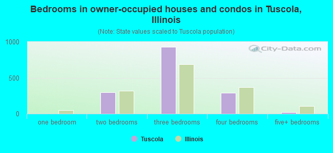 Bedrooms in owner-occupied houses and condos in Tuscola, Illinois