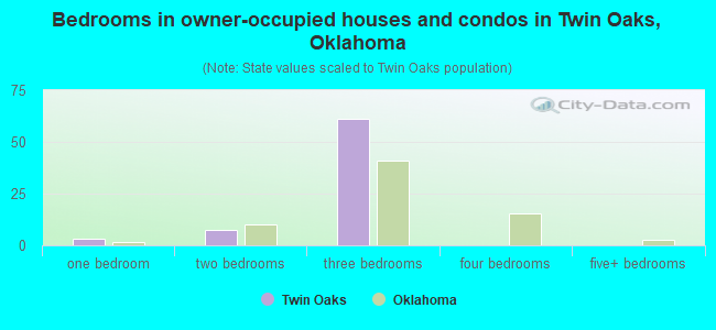 Bedrooms in owner-occupied houses and condos in Twin Oaks, Oklahoma