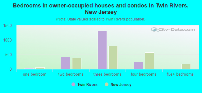 Bedrooms in owner-occupied houses and condos in Twin Rivers, New Jersey