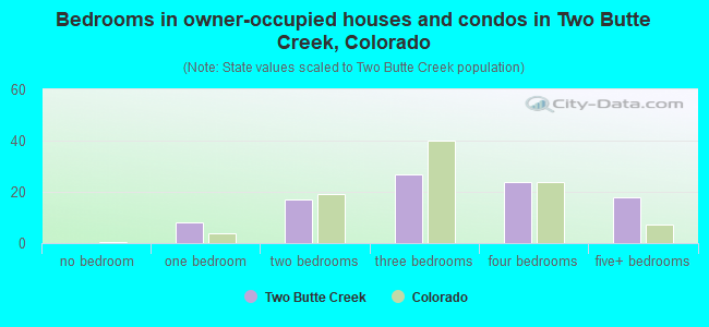 Bedrooms in owner-occupied houses and condos in Two Butte Creek, Colorado