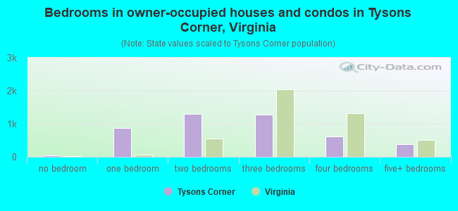 Bedrooms in owner-occupied houses and condos in Tysons Corner, Virginia