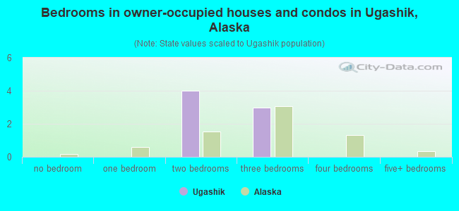 Bedrooms in owner-occupied houses and condos in Ugashik, Alaska