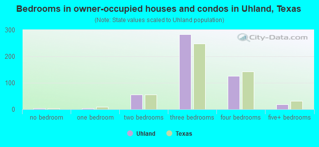 Bedrooms in owner-occupied houses and condos in Uhland, Texas