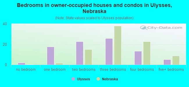 Bedrooms in owner-occupied houses and condos in Ulysses, Nebraska