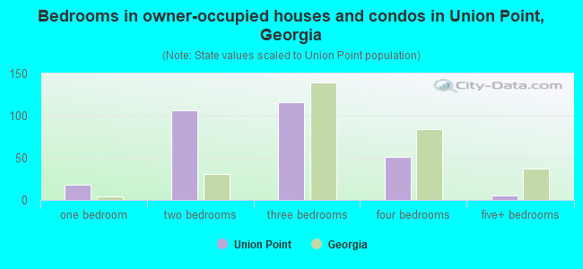 Bedrooms in owner-occupied houses and condos in Union Point, Georgia