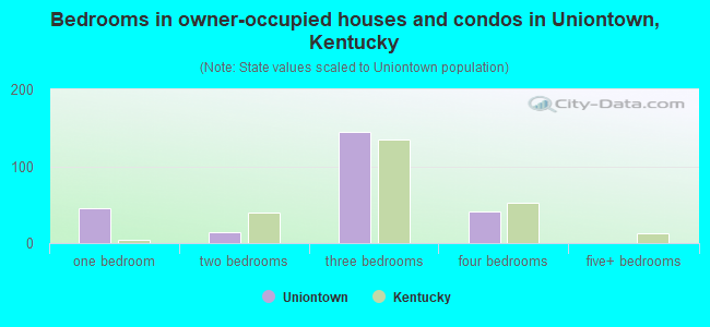 Bedrooms in owner-occupied houses and condos in Uniontown, Kentucky