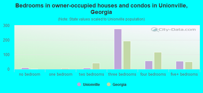Bedrooms in owner-occupied houses and condos in Unionville, Georgia
