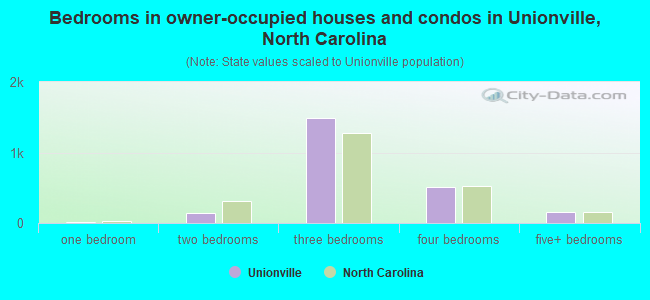 Bedrooms in owner-occupied houses and condos in Unionville, North Carolina