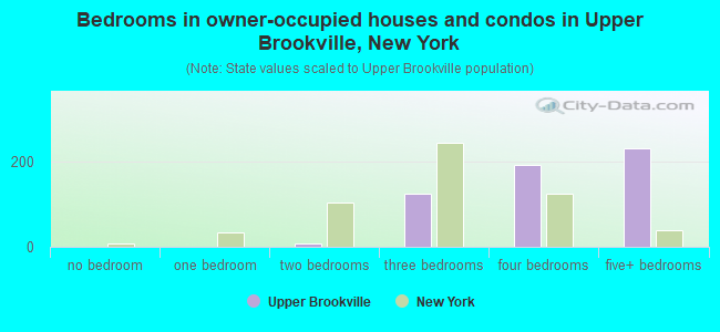 Bedrooms in owner-occupied houses and condos in Upper Brookville, New York