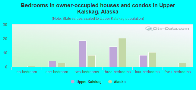 Bedrooms in owner-occupied houses and condos in Upper Kalskag, Alaska
